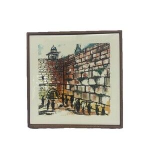 Raizman Original‎ Western Wall Jerusalem Hand Painted Israel Ein Reb Art Tile